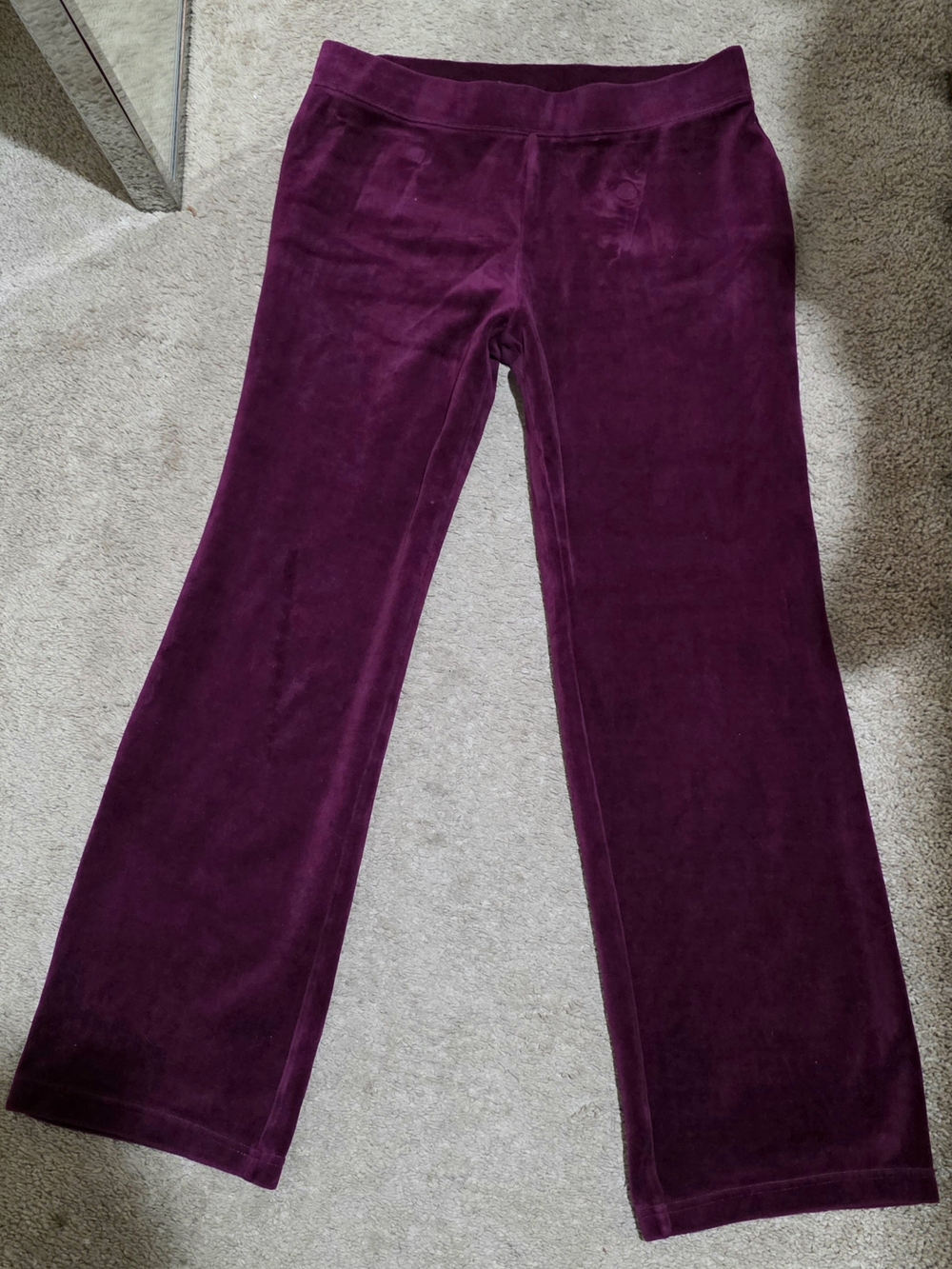 Grace Karin Velvet Wide-Leg Track Pants in Plum